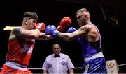 8 February 2019; Denis Borskins of Sacred Heart Newry, Co Down, left, in action against Tommy Sheahan of St Michael's Athy, Co Kildare, in their 91+kg bout during the 2019 National Elite Men’s & Women’s Elite Boxing Championships at the National Boxing Stadium in Dublin. Photo by Piaras Ó Mídheach/Sportsfile