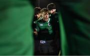8 February 2019; Ireland captain David Hawkshaw speaks to his players after the U20 Six Nations Rugby Championship match between Scotland and Ireland at Netherdale in Galashiels, Scotland. Photo by Brendan Moran/Sportsfile