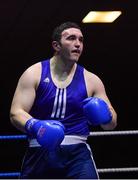 8 February 2019; Stephen McMonagle of Holy Trinity, Belfast, Co Antrim, in his 91+kg bout against James Clarke of Crumlin, Co Dublin, during the 2019 National Elite Men’s & Women’s Elite Boxing Championships at the National Boxing Stadium in Dublin. Photo by Piaras Ó Mídheach/Sportsfile