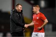 8 February 2019; Waterford manager Alan Reynolds and Lorcan Fitzgerald of Shelbourne during the pre-season friendly match between Shelbourne and Waterford FC at Tolka Park in Dublin. Photo by Stephen McCarthy/Sportsfile