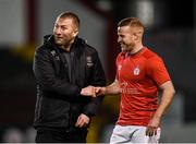 8 February 2019; Waterford manager Alan Reynolds and Lorcan Fitzgerald of Shelbourne during the pre-season friendly match between Shelbourne and Waterford FC at Tolka Park in Dublin. Photo by Stephen McCarthy/Sportsfile
