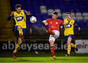 8 February 2019; Dayle Rooney of Shelbourne in action against John Martin of Waterford during the pre-season friendly match between Shelbourne and Waterford FC at Tolka Park in Dublin. Photo by Stephen McCarthy/Sportsfile