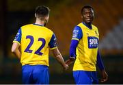 8 February 2019; Maxin Kouogun, right, and Cian Collins of Waterford during the pre-season friendly match between Shelbourne and Waterford FC at Tolka Park in Dublin. Photo by Stephen McCarthy/Sportsfile