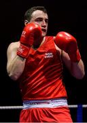 8 February 2019; James Clarke of Crumlin, Co Dublin, in his 91+kg bout against Stephen McMonagle of Holy Trinity, Belfast, Co Antrim, during the 2019 National Elite Men’s & Women’s Elite Boxing Championships at the National Boxing Stadium in Dublin. Photo by Piaras Ó Mídheach/Sportsfile