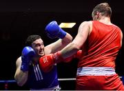 8 February 2019; Stephen McMonagle of Holy Trinity, Belfast, Co Antrim, left, in action against James Clarke of Crumlin, Co Dublin, in their 91+kg bout during the 2019 National Elite Men’s & Women’s Elite Boxing Championships at the National Boxing Stadium in Dublin. Photo by Piaras Ó Mídheach/Sportsfile
