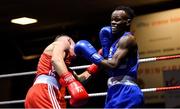 8 February 2019; Christian Cekiso of Portlaoise, Co Laois, right, in action against Conor Kerr of Monkstown, Co Antrim, in their 57kg bout during the 2019 National Men’s & Women’s Elite Boxing Championships at the National Boxing Stadium in Dublin. Photo by Piaras Ó Mídheach/Sportsfile