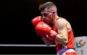 8 February 2019; Conor Kerr of Monkstown, Co Antrim, in his 57kg bout against Christian Cekiso of Portlaoise, Co Laois, during the 2019 National Men’s & Women’s Elite Boxing Championships at the National Boxing Stadium in Dublin. Photo by Piaras Ó Mídheach/Sportsfile