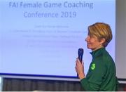 9 February 2019; Head of Women's Football Sue Ronan speaks during an FAI Women's Football Conference at the Clayton Hotel Dublin Airport in Dublin. Photo by Harry Murphy/Sportsfile