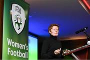 9 February 2019; Eileen Gleeson speaks during an FAI Women's Football Conference at the Clayton Hotel Dublin Airport in Dublin. Photo by Harry Murphy/Sportsfile