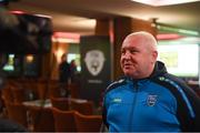9 February 2019; DLR Waves manager Graham Kelly is interviewed during a FAI Women's Football Conference at the Clayton Hotel Dublin Airport in Dublin. Photo by Harry Murphy/Sportsfile