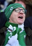 9 February 2019; An Ireland supporter sings the national anthem during the Guinness Six Nations Rugby Championship match between Scotland and Ireland at the BT Murrayfield Stadium in Edinburgh, Scotland. Photo by Brendan Moran/Sportsfile