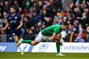 9 February 2019; Conor Murray of Ireland dives over to score his side's first try during the Guinness Six Nations Rugby Championship match between Scotland and Ireland at the BT Murrayfield Stadium in Edinburgh, Scotland. Photo by Ramsey Cardy/Sportsfile