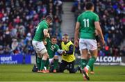 9 February 2019; Jonathan Sexton of Ireland is lifted off the ground after Jacob Stockdale scored his side's second try during the Guinness Six Nations Rugby Championship match between Scotland and Ireland at the BT Murrayfield Stadium in Edinburgh, Scotland. Photo by Brendan Moran/Sportsfile