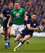 9 February 2019; Tommy Seymour of Scotland in action against Chris Farrell of Ireland during the Guinness Six Nations Rugby Championship match between Scotland and Ireland at the BT Murrayfield Stadium in Edinburgh, Scotland. Photo by Brendan Moran/Sportsfile