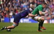 9 February 2019; Peter O’Mahony of Ireland is tackled by Jamie Ritchie of Scotland during the Guinness Six Nations Rugby Championship match between Scotland and Ireland at the BT Murrayfield Stadium in Edinburgh, Scotland. Photo by Brendan Moran/Sportsfile