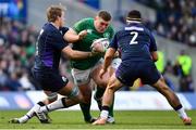 9 February 2019; Tadhg Furlong of Ireland is tackled by Jonny Gray, left, and Stuart McInally of Scotland during the Guinness Six Nations Rugby Championship match between Scotland and Ireland at the BT Murrayfield Stadium in Edinburgh, Scotland. Photo by Ramsey Cardy/Sportsfile