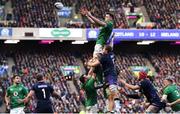 9 February 2019; James Ryan of Ireland wins a lineout from from Jonny Gray of Scotland during the Guinness Six Nations Rugby Championship match between Scotland and Ireland at the BT Murrayfield Stadium in Edinburgh, Scotland. Photo by Brendan Moran/Sportsfile