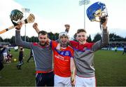 9 February 2019; Darragh Burke, centre, and team-mates Gary Moylan, left, and Michael Fallon celebrate following the AIB GAA Hurling All-Ireland Senior Championship Semi-Final match between St Thomas' and Ruairí Óg at Parnell Park in Dublin. Photo by David Fitzgerald/Sportsfile