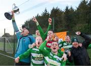 9 February 2019; Dublin players celebrate with the cup after the Confederation of Republic of Ireland Supporters Clubs Cup at Leah Victoria Park in Tullamore Town FC, Offaly. Photo by Eóin Noonan/Sportsfile