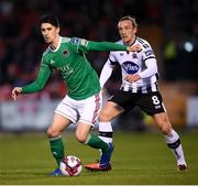 9 February 2019; Shane Griffin of Cork City in action against John Mountney of Dundalk during 2019 President's Cup Final between Cork City and Dundalk at Turners Cross in Cork. Photo by Stephen McCarthy/Sportsfile