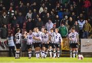 9 February 2019; Dundalk players celebrate after Patrick Hoban, 9, scored their second goal during 2019 President's Cup Final between Cork City and Dundalk at Turners Cross in Cork. Photo by Stephen McCarthy/Sportsfile