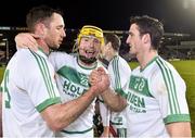 9 February 2019; Ballyhale Shamrocks players, from left, Michael Fennelly, Mark Aylward and Colin Fennelly celebrate after the AIB GAA Hurling All-Ireland Senior Championship semi-final match between Ballyhale Shamrocks and Ballygunner at Semple Stadium in Thurles, Tipperary. Photo by Matt Browne/Sportsfile