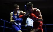 9 February 2019; Matthew McCole, left, in action against Keith Flavin during their 63kg bout during the 2019 National Elite Men’s & Women’s Elite Boxing Championships at the National Stadium in Dublin. Photo by David Fitzgerald/Sportsfile