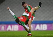 9 February 2019; Ian Devane of Kilcummin holds team-mate Noel Duggan aloft in celebrations after the AIB GAA Football All-Ireland Intermediate Championship Final match between Kilcummin and Naomh Éanna at Croke Park in Dublin. Photo by Piaras Ó Mídheach/Sportsfile