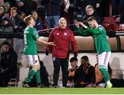 9 February 2019; Kevin O'Connor comes onto the pitch as a second half substitute to replace his Cork City team-mate Conor McCormack during 2019 President's Cup Final between Cork City and Dundalk at Turners Cross in Cork. Photo by Stephen McCarthy/Sportsfile