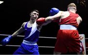 9 February 2019; Luke Maguire, left, in action against Michael McGrane in their 69kg bout during the 2019 National Elite Men’s & Women’s Elite Boxing Championships at the National Stadium in Dublin. Photo by David Fitzgerald/Sportsfile
