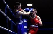 9 February 2019; Michael McGrane, right, in action against Luke Maguire in their 69kg bout during the 2019 National Elite Men’s & Women’s Elite Boxing Championships at the National Stadium in Dublin. Photo by David Fitzgerald/Sportsfile