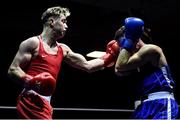 9 February 2019; Patrick Donovan, left, in action against Conor Ivors in their 69kg bout during the 2019 National Elite Men’s & Women’s Elite Boxing Championships at the National Stadium in Dublin. Photo by David Fitzgerald/Sportsfile