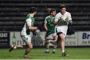 9 February 2019; David Slattery of Kildare in action against James McMahon of Fermanagh during the Allianz Football League Division 2 Round 3 match between Fermanagh and Kildare at Brewster Park in Enniskillen, Fermanagh. Photo by Oliver McVeigh/Sportsfile