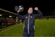 9 February 2019; Dundalk head coach Vinny Perth with the President's Cup following the 2019 President's Cup Final between Cork City and Dundalk at Turners Cross in Cork. Photo by Stephen McCarthy/Sportsfile