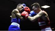 9 February 2019; Michael Nevin, right, in action against Gabriel Dossen in their 75kg bout during the 2019 National Elite Men’s & Women’s Elite Boxing Championships at the National Stadium in Dublin. Photo by David Fitzgerald/Sportsfile