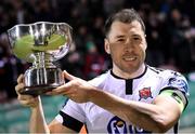 9 February 2019; Dundalk captain Brian Gartland with the President's Cup following the 2019 President's Cup Final between Cork City and Dundalk at Turners Cross in Cork. Photo by Stephen McCarthy/Sportsfile