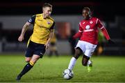 9 February 2019; Conor Kenna of Longford Town in action against Romeo Parkes of Sligo Rovers during the Pre-Season Friendly match between Longford Town and Sligo Rovers at City Calling Stadium in Longford. Photo by Sam Barnes/Sportsfile