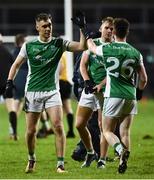 9 February 2019; Conal Jones and Ciaran McBrien of Fermanagh celebrate after the Allianz Football League Division 2 Round 3 match between Fermanagh and Kildare at Brewster Park in Enniskillen, Fermanagh. Photo by Oliver McVeigh/Sportsfile