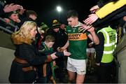 9 February 2019; Sean O'Shea of Kerry is greeted by Kerry supoporter, and Late Late Toy Show star, Michael O'Brien, aged 11, after the Allianz Football League Division 1 Round 3 match between Kerry and Dublin at Austin Stack Park in Tralee, Co. Kerry. Photo by Diarmuid Greene/Sportsfile