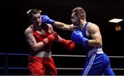 9 February 2019; Karol Dlugosz, right, in action against Geoffrey Kavanagh in their 91kg bout during the 2019 National Elite Men’s & Women’s Elite Boxing Championships at the National Stadium in Dublin. Photo by David Fitzgerald/Sportsfile