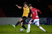 9 February 2019; Kris Twardek of Sligo Rovers in action against Paul O'Conor of Longford Town during the Pre-Season Friendly match between Longford Town and Sligo Rovers at City Calling Stadium in Longford. Photo by Sam Barnes/Sportsfile