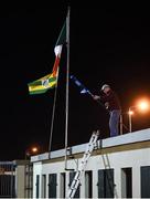9 February 2019; Austin Stack park groundsman Ger O'Mahony, from Banna, takes down the flags after to the Allianz Football League Division 1 Round 3 match between Kerry and Dublin at Austin Stack Park in Tralee, Co. Kerry. Photo by Diarmuid Greene/Sportsfile