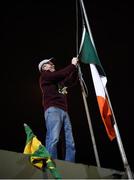 9 February 2019; Austin Stack park groundsman Ger O'Mahony, from Banna, takes down the flags after to the Allianz Football League Division 1 Round 3 match between Kerry and Dublin at Austin Stack Park in Tralee, Co. Kerry. Photo by Diarmuid Greene/Sportsfile