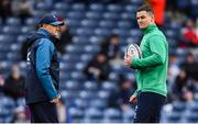 9 February 2019; Ireland head coach Joe Schmidt, left, and Jonathan Sexton prior to the Guinness Six Nations Rugby Championship match between Scotland and Ireland at the BT Murrayfield Stadium in Edinburgh, Scotland. Photo by Brendan Moran/Sportsfile