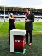 9 February 2019; Virgin Media presenter Sinead Kissane speaks to analyst Shane Horgan prior to the Guinness Six Nations Rugby Championship match between Scotland and Ireland at the BT Murrayfield Stadium in Edinburgh, Scotland. Photo by Brendan Moran/Sportsfile