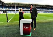 9 February 2019; Virgin Media presenter Sinead Kissane speaks to analyst Shane Horgan prior to the Guinness Six Nations Rugby Championship match between Scotland and Ireland at the BT Murrayfield Stadium in Edinburgh, Scotland. Photo by Brendan Moran/Sportsfile
