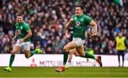 9 February 2019; Jacob Stockdale of Ireland races clear to score his side's second try during the Guinness Six Nations Rugby Championship match between Scotland and Ireland at the BT Murrayfield Stadium in Edinburgh, Scotland. Photo by Brendan Moran/Sportsfile