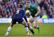 9 February 2019; Chris Farrell of Ireland in action against Greig Laidlaw of Scotland during the Guinness Six Nations Rugby Championship match between Scotland and Ireland at the BT Murrayfield Stadium in Edinburgh, Scotland. Photo by Brendan Moran/Sportsfile