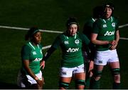 8 February 2019; Linda Djougang, left, Nichola Fryday, centre, and Aoife McDermott of Ireland during the Women's Six Nations Rugby Championship match between Scotland and Ireland at Scotstoun Stadium in Glasgow, Scotland. Photo by Ramsey Cardy/Sportsfile