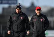 10 February 2019; Tyrone manager Mickey Harte, right, and selector Gavin Devlin ahead of the Allianz Football League Division 1 Round 3 match between Roscommon and Tyrone at Dr. Hyde Park in Roscommon. Photo by Seb Daly/Sportsfile